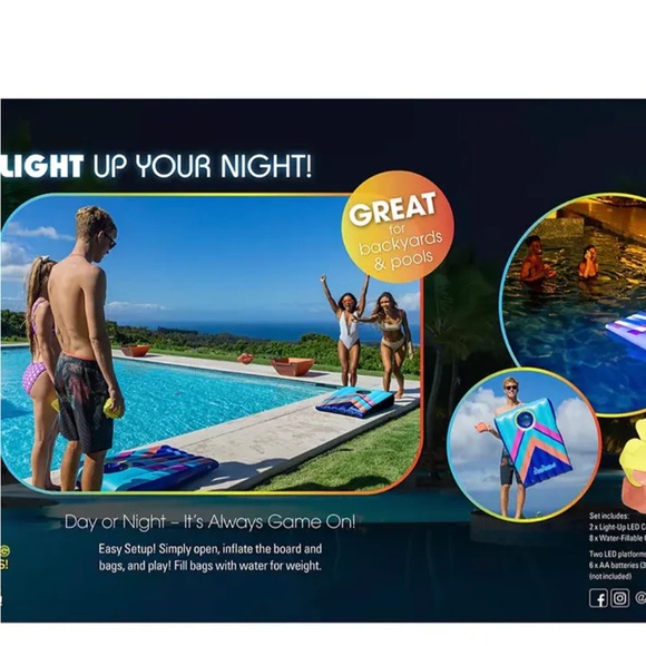 Pool Candy Illuminated Inflatable LED Cornhole Game NIB NWT - Picture 6 of 15